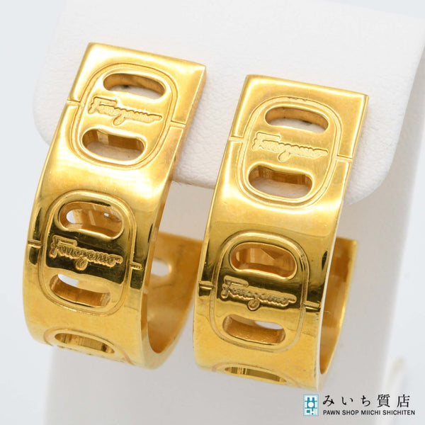 Salvatore Ferragamo サルヴァトーレフェラガモ イヤリング ロゴ アクセサリー ゴールドカラー 総重量約22.1g H20219