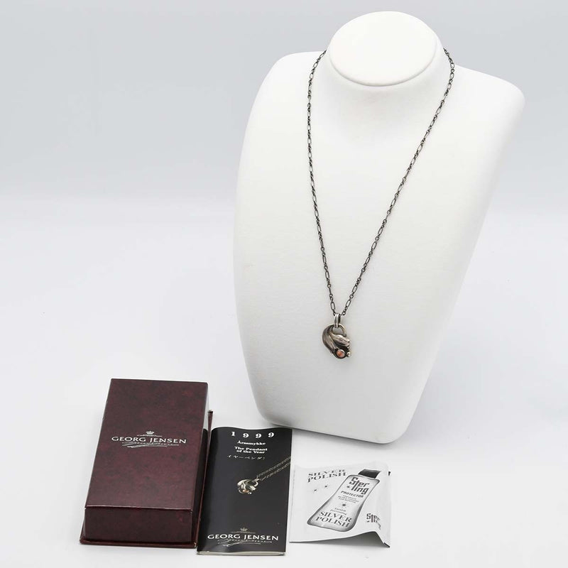 GEORG JENSEN ジョージジェンセン ネックレス 1999 イヤーペンダント ローズクォーツ 約13.4g アクセサリー yo687