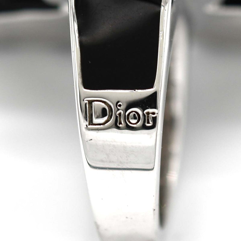 Christian Dior ディオール リング ラインストーン リボン 11.5号 ブラック シルバーカラー 約33.6g アクセサリー H8762