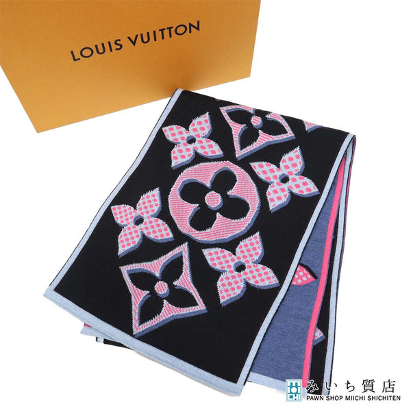 LOUIS VUITTON ルイヴィトン LV マフラー M73895 エシャルプ・ジャイアントポップ ウール100％ リバーシブル 箱有 M4393