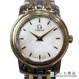稼働 腕時計 OMEGA オメガ プレステージ 595.1055 cal.1456 シェル文字盤 クォーツ YG/SS コンビ 25k773-1