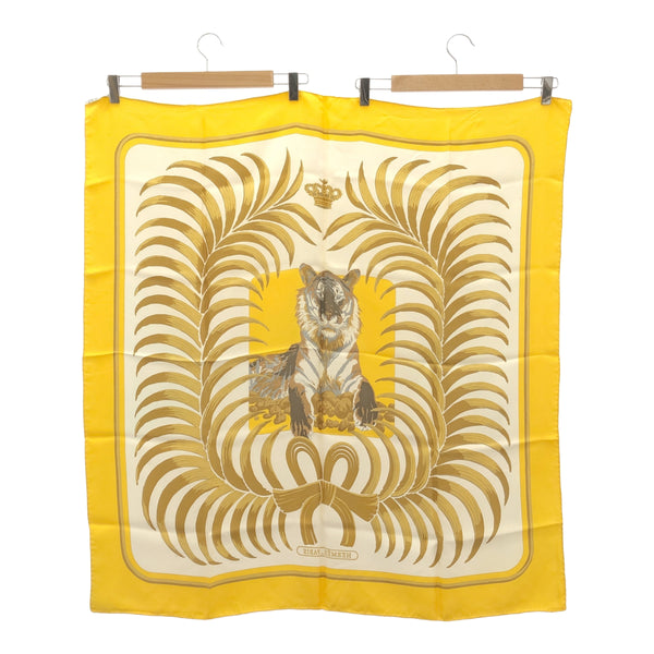 HERMES エルメス スカーフ カレ90 Tigre Royal 王者の虎 イエロー シルク100％ 服飾小物 H18811