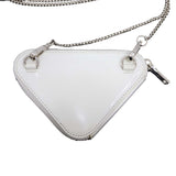 PRADA プラダ トライアングル チェーン ポーチ ミニポーチ ショルダー 1NR005 白 ホワイト コインケース 箱保ストラップ H20533