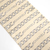 CHANEL シャネル ロング スカーフ シルク100% ベージュ×グレー ロゴ チェーン柄 服飾小物 ok1032