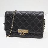 CHANEL シャネル マトラッセ ココロック チェーンウォレット ショルダー ラムスキン 22番代 鞄 ブラック 箱・袋・ギャラ 26k894-9