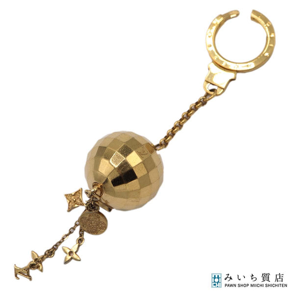 LOUIS VUITTON ルイヴィトン LV M65379 ポルトクレ グリッターミラーボール チャーム キーリング ゴールドカラー アクセサリー 24s361-4
