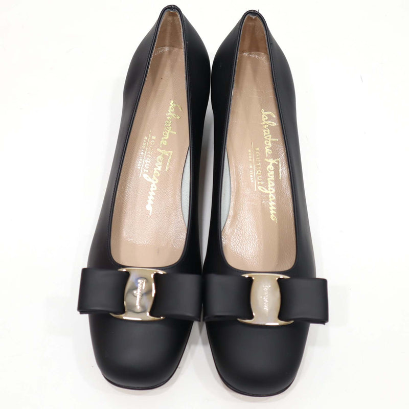 Salvatore Ferragamo フェラガモ パンプス 5 1/2C 22.5cm ヴァラリボン ブラック レディース 靴 箱有 H1455