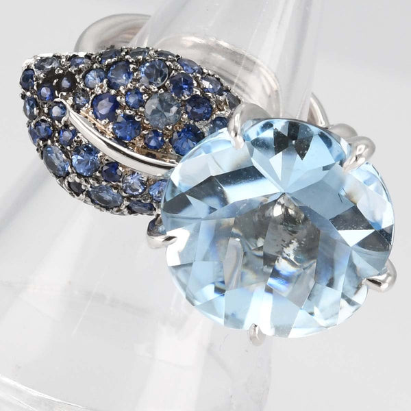 仕上済 CHANEL シャネル リング 8号 #49 750 13.3g アクアマリン サファイア ジュエリー H19158