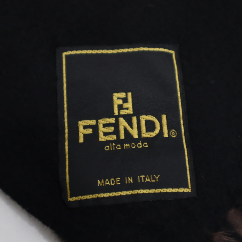 FENDI フェンディ　カシミア100% ファー付きマフラー　黒 FFマフラー ウール ブラック | Fendi