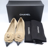 CHANEL シャネル フラットシューズ X G45926 371/2C 約24.5cm カメリア ベージュ 箱袋 H22501
