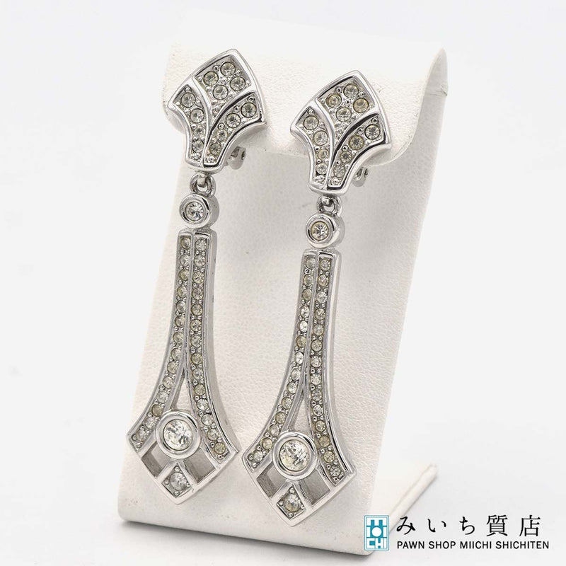 Christian Dior ディオール イヤリング ラインストーン シルバーカラー アクセサリー H6419