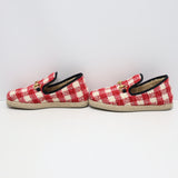 未使用 GUCCI グッチ 575850 ローファー ホースビット チェック ツイード レッド 36 1/2サイズ レディース 箱有 H9375