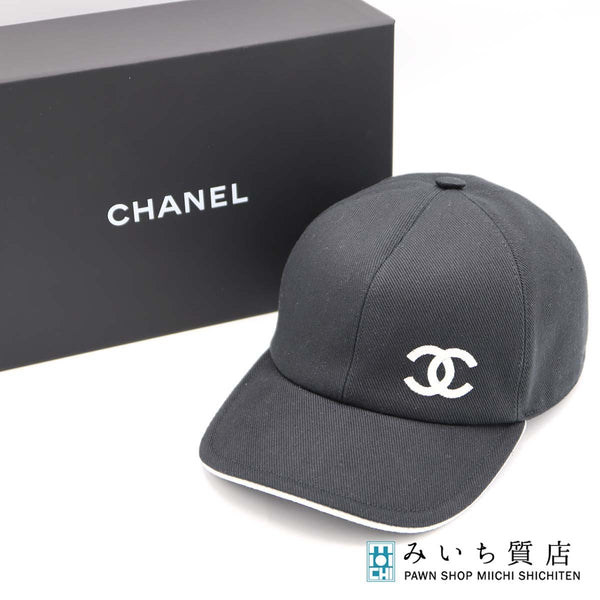 CHANEL シャネル キャップ 帽子 デニム コットン ブラック レディース 箱有り H20789