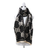 GUCCI グッチ マフラー 598993 3GC15 GGウール ラメ ジャカード ブラック×ベージュ タグ外れ H22697
