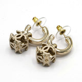 CHANEL シャネル ピアス A22K ココマーク フープ ダイス AB9567 シャンパンゴールド金具 箱あり ポスト曲がり M4292