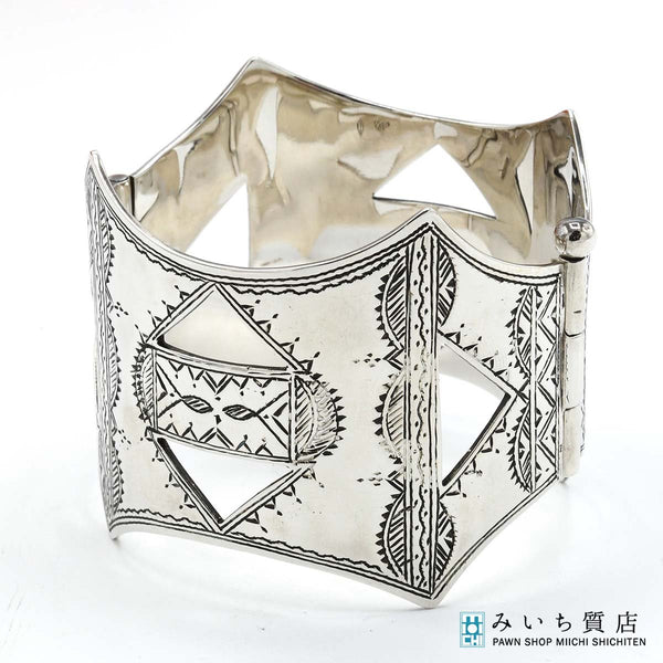 希少 HERMES エルメス ブレス トゥワレグ シルバー925 バングル 82.5g ヴィンテージ 箱・袋あり k1238