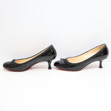 Christian Louboutin クリスチャン ルブタン リボン ヒール パンプス 1110338 37サイズ ブラック レディース 箱・保管袋有 ko62