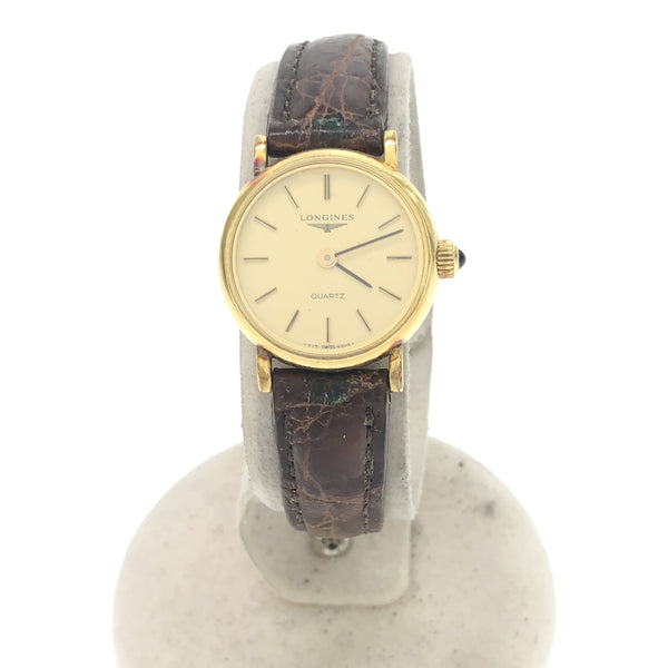 腕時計 稼働 LONGINES ロンジン クォーツ ゴールド色文字盤 2025.6電池交換済 ベルト社外品 397