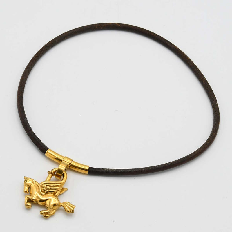 HERMES エルメス チョーカー ペガサス カデナ ゴールドカラー ネックレス アクセサリー eco94