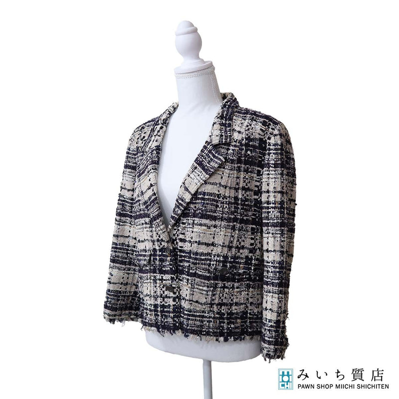 CHANEL シャネル ジャケット P28238 42 ホワイト ブラック レディース アウター 服 H20427