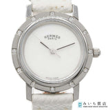 稼働 腕時計 HERMES エルメス クリッパーナクレ CL4.230 クォーツ ベゼル12Pダイヤ シェル文字盤 保存袋 yo957