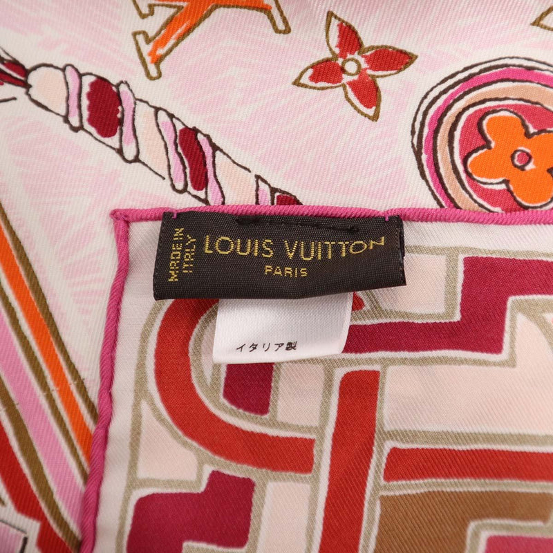 LOUIS VUITTON ピンクデザイン スカーフ LOUIS VUITTON ルイヴィトン スカーフ ストール ピンク シルク