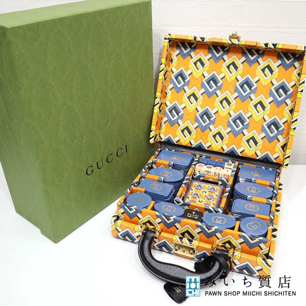 未使用 グッチ GUCCI ポーカーセット 662474 オレンジ イエロー 箱入り ゲーム 24k764-1