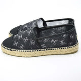 美品 シャネル エスパドリーユ ココマーク フラットシューズ メッシュ ブラック 38 CHANEL 靴 サンダル G34673 21k451-2