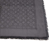 LOUIS VUITTON ルイヴィトン M74752 大判ストール 140cm モノグラム アントラシット ショール シルク ウール 黒 箱 ok1068