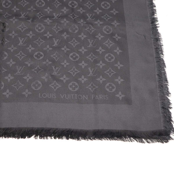 LOUIS VUITTON ルイヴィトン M74752 大判ストール 140cm モノグラム アントラシット ショール シルク ウール 黒 箱 ok1068