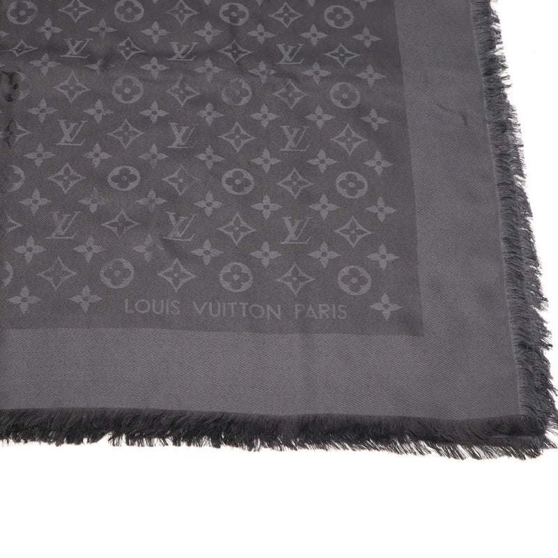 LOUIS VUITTON ルイヴィトン M74752 大判ストール 140cm モノグラム アントラシット ショール シルク ウール 黒 箱 ok1068