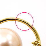 Christian Dior ディオール トライバルピアス レジンパール CDロゴ チェーン ピンク GP 7.3g 箱 袋あり yo646