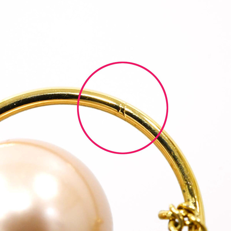 Christian Dior ディオール トライバルピアス レジンパール CDロゴ チェーン ピンク GP 7.3g 箱 袋あり yo646