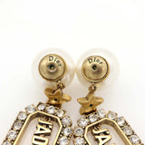 Christian Dior ディオール ピアス JADIORロゴ ラインストーン フェイクパール ゴールドカラー レディース 15.8g H20799