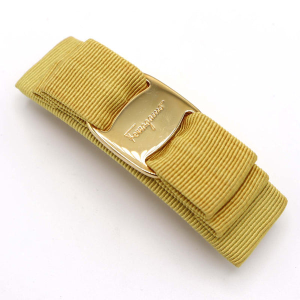 Salvatore Ferragamo フェラガモ バレッタ イエロー系 レディース ヘアアクセサリー 箱有 H20476-3