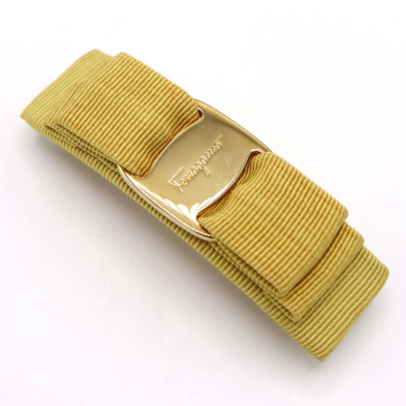 Salvatore Ferragamo フェラガモ バレッタ イエロー系 レディース ヘアアクセサリー 箱有 H20476-3