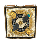 HERMES エルメス カレ90 スカーフ CASQUES et PLUMETS 面貌のない兜 シルク100 ブラウン系 H7190