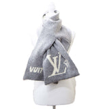 LOUIS VUITTON ルイヴィトン LV マフラー M93391 ウール混 グレー×ホワイト 箱有 25s1337-4