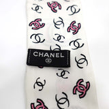 CHANEL シャネル ツイリー 犬 ドッグ柄 ココマーク スカーフ シルク100％ ホワイト×ピンク 箱 M4294