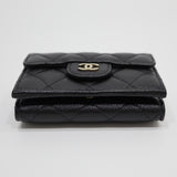 CHANEL シャネル ウォレット 三つ折り財布 ココマーク マトラッセ キャビアスキン 31番台 財布 ブラック eco2238