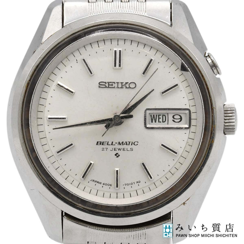 稼働 腕時計 SEIKO セイコー 4060-7010 ベルマチック 27石 アラームウォッチ 自動巻き シルバー色文字盤 H4579