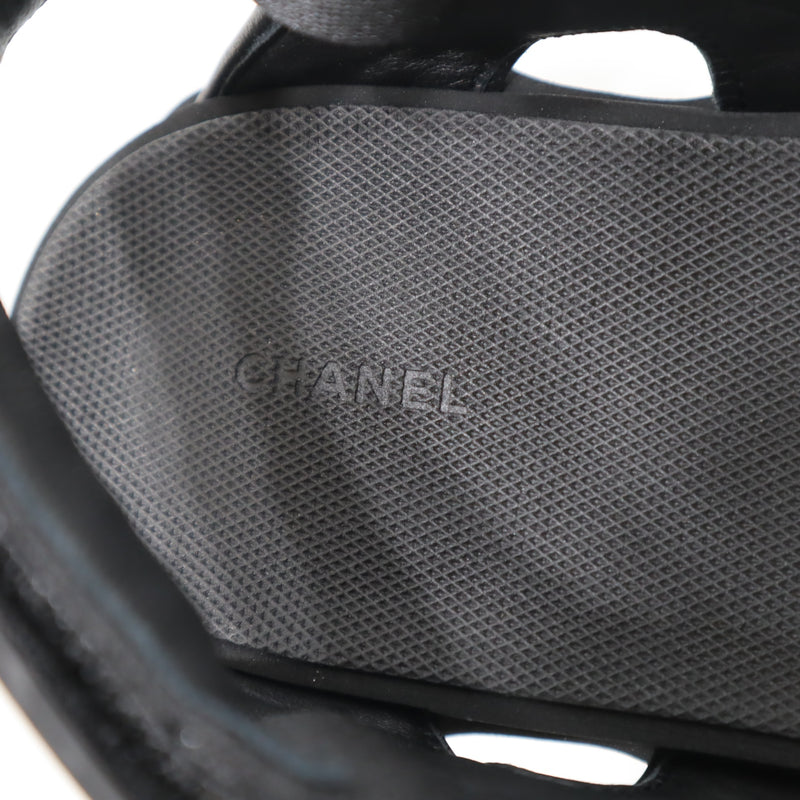 CHANEL シャネル サンダル 23A G45083 39 24.5cm マトラッセ スポーツサンダル ブラック 箱袋有 23k526-17