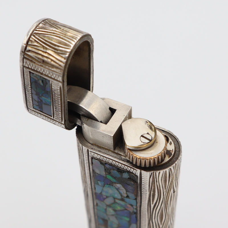 Cartier カルティエ ガスライター モザイクオパール シルバーカラー ローラー式 喫煙具 着火未確認 M619-3