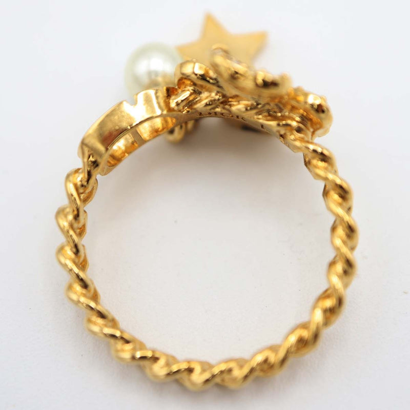 Christian Dior ディオール リング 指輪 D-clover クローバー スター レジンパール Lサイズ 約13.5号 アクセサリー 箱有 H17451