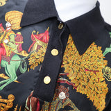 HERMES エルメス Tシャツ 半袖 総柄 42サイズ シルク100 マルチカラー 26k350-15