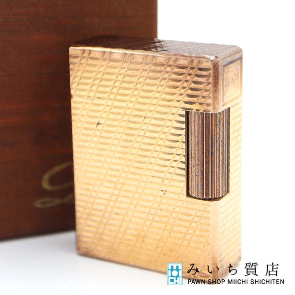 S.T. Dupont デュポン ガスライター ライン1 ショート LINE1 格子ライン ピンクゴールド色 喫煙具 ケース有 H7171