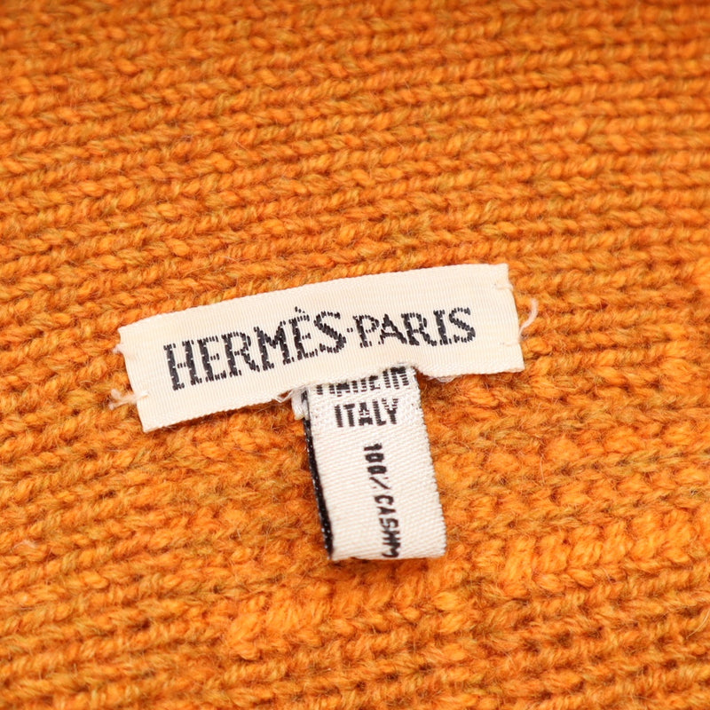 HERMES エルメス マフラー オレンジ カシミヤ100％ H柄 総柄 服飾小物 ok1193