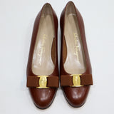 Salvatore Ferragamo サルヴァトーレフェラガモ ヴァラ リボン パンプス DG01796 サイズ7 約24cm ブラウン 箱有 H11565