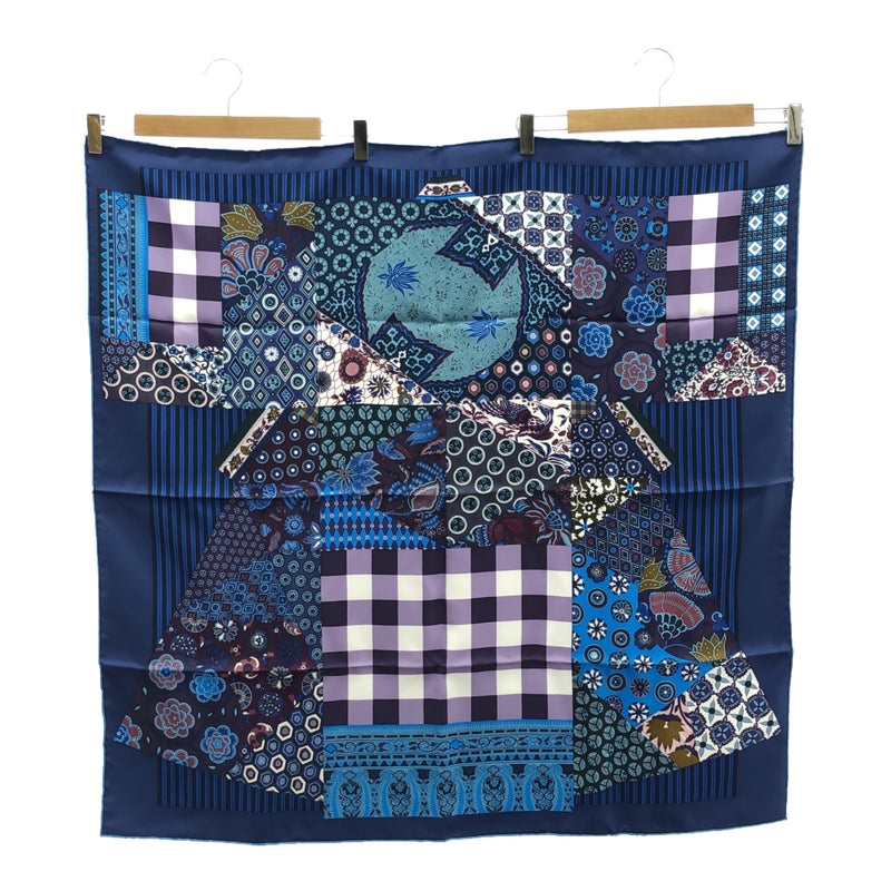HERMES エルメス スカーフ カレ90 a honore シルク100％ ブルー系 紫系 ok705