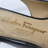 Salvatore Ferragamo フェラガモ パンプス バックストラップ ガンチーニ ブラック 7 1/2 C 24.5cm 靴 レディース H12688-10